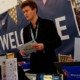 Volunteer working at the Festival Hub in 2019