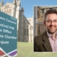 Southwell Minster in the background with festival signage in the foreground. Alongside this is a headshot image of Peter Siepmann